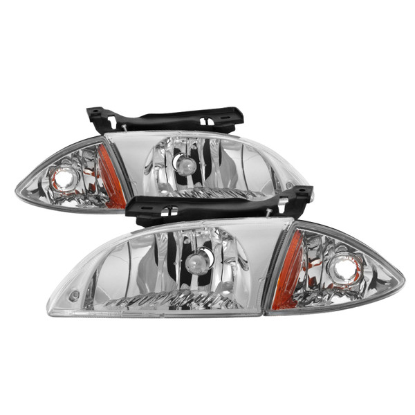 xTune Chevy Cavalier 00-02 Corner Lamp & Headlights 4pcs set-Chrome HD-JH-CCAV00-SET-C - 9036712