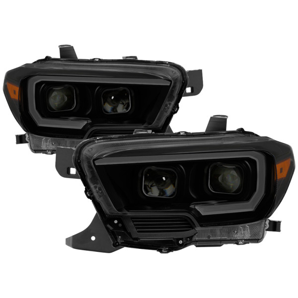 xTune Toyota Tacoma 16-18 DRL Light Bar Projector Headlights - Black Smoked PRO-JH-TTA16-LBDRL-BSM - 9039270