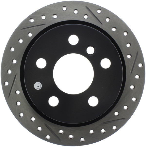 StopTech 14-15 Mini Cooper Base Slotted & Drilled Rear Left Rotor - 127.34159L