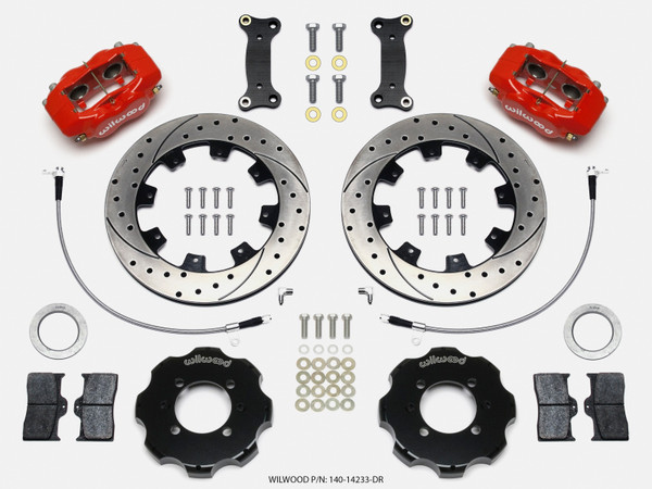 Wilwood Forged Dynalite Front Hat Kit 12.19in Drilled Red 2016-Up Mazda MX5 Miata w/ Lines - 140-14233-DR