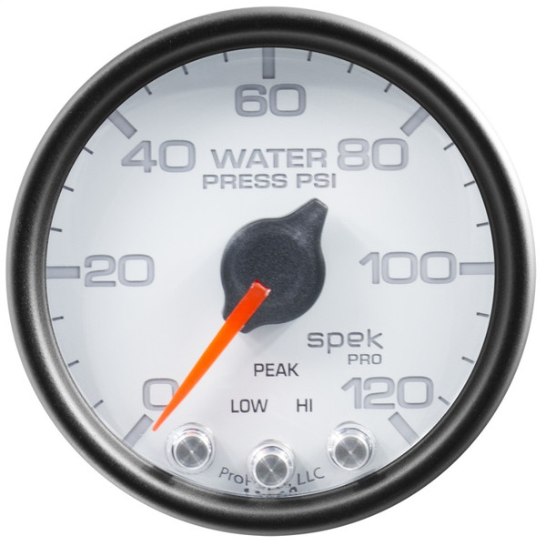 Autometer Spek-Pro Gauge Water Press 2 1/16in 120psi Stepper Motor W/Peak & Warn Wht/Blk - P34512
