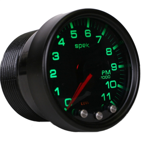 Autometer Spek-Pro Gauge Tach 2 1/16in 11K Rpm W/ Shift Light & Peak Mem Blk/Smoke/Blk - P33652