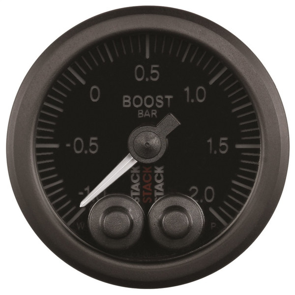 Autometer Stack 52mm -1 to +2 Bar (Incl T-Fitting) Pro-Control Boost Pressure Gauge - Black - ST3511
