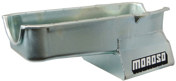 Moroso Pre-80 Chevrolet SBC (w/Driver Side Dipstick) Wet Sump 7qt 8.25in Steel Oil Pan - Black - 20190