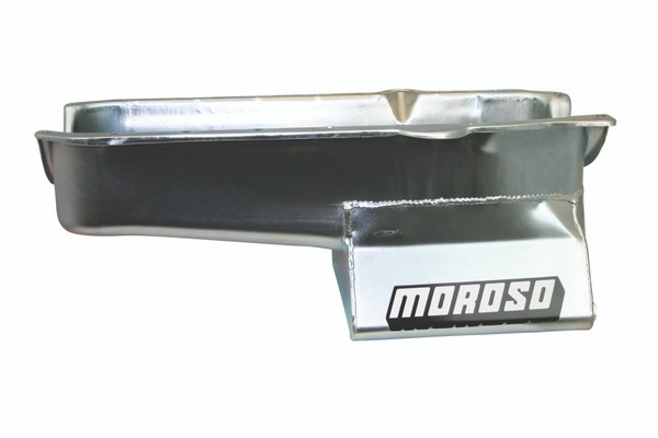 Moroso 1986+ Chevrolet SBC (w/1 Piece Rear Main Seal) Wet Sump 7qt 8.25in Steel Oil Pan - Black - 20205