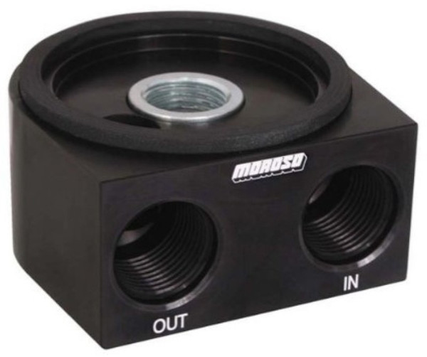 Moroso Universal Oil Filter Adapter - Sandwich - Oil Cooler - 13/16in-16 Thread & 2-5/8in O-Ring - 23694