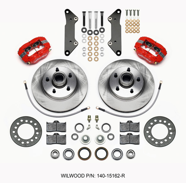 Wilwood Forged Dynalite-M Front Kit 11.88in 1 PC Rotor&Hub Red Cadillac 1957-60 - 140-15162-R