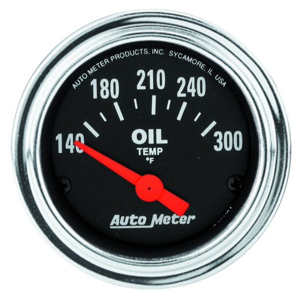 Autometer Traditional Chrome 52mm 140-300 Degree F Short Sweep Electrical Oil Temperature Gauge - 2543