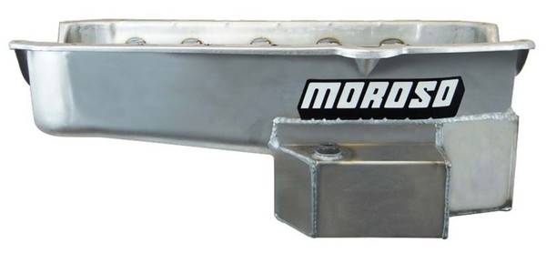 Moroso 80-85 Chevy Small Block/Dart (w/2 Pc Seal) Road Race Wet Sump 7qt 7.5in Steel Oil Pan - Black - 21814