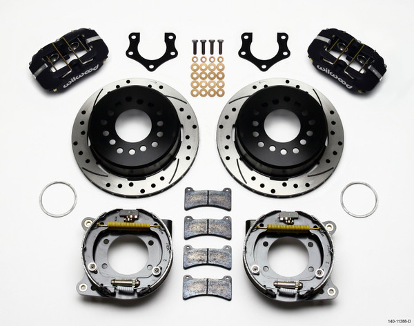 Wilwood Dynapro Low-Profile 11.00in P-Brake Kit Drilled Mopar/Dana 2.50in Off w/Snap Ring Brng - 140-11386-D