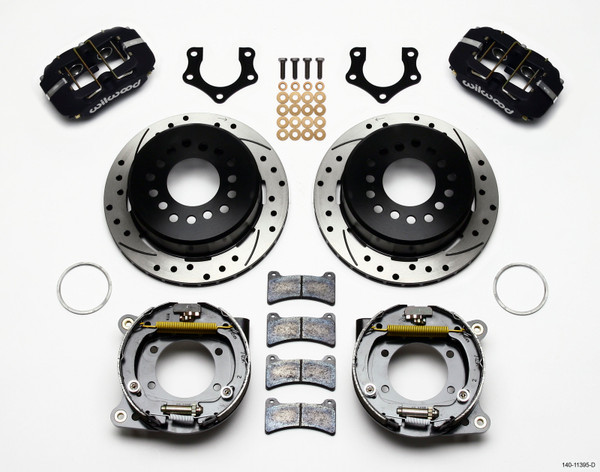 Wilwood Dynapro Low-Profile 11.00in P-Brake Kit Drilled Mopar/Dana 2.36in Off w/Snap Ring Brng - 140-11395-D