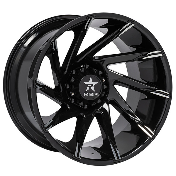 RBP 77R Spike 22x12 8x180 BP / 4.75 BS / -44mm Offset 124.1mm CB Gloss Black w/Machined Accent Wheel - 77R-2212-78-44MB
