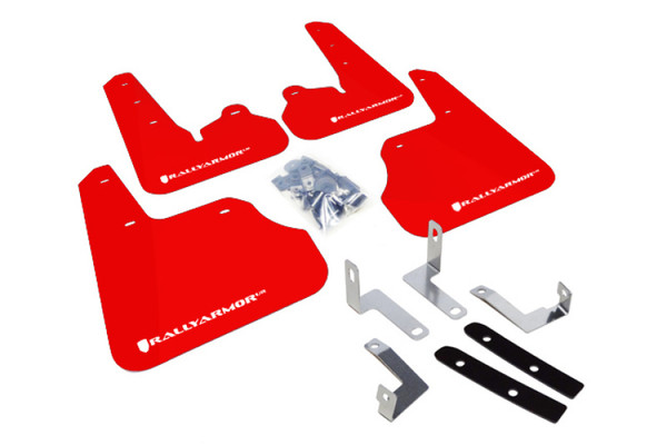 Rally Armor 12-16 Subaru Impreza 4D/5D Red UR Mud Flap w/White Logo - MF22-UR-RD/WH