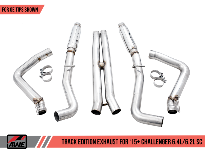 AWE Tuning 2015+ Dodge Challenger 6.4L/6.2L Supercharged Track Edition Exhaust - Use Stock Tips - 3015-11050