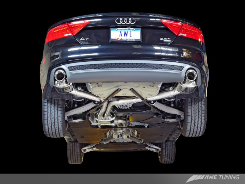 AWE Tuning Audi C7 A7 3.0T Touring Edition Exhaust - Dual Outlet Chrome Silver Tips - 3015-32070