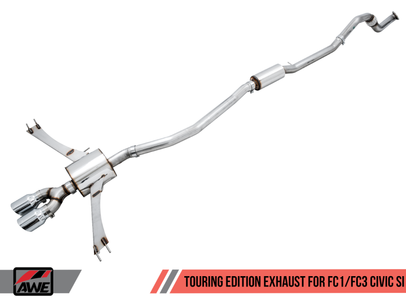 AWE Tuning 2016+ Honda Civic Si Touring Edition Exhaust w/Front Pipe & Dual Diamond Black Tips - 3015-33122