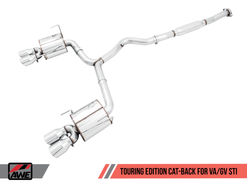 AWE Tuning Subaru STI VA / WRX GV / STI GV Sedan Touring Edition Exhaust - Diamond Black Tip (102mm) - 3015-43108