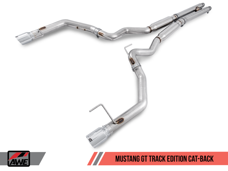 AWE Tuning S550 Mustang GT Cat-back Exhaust - Track Edition (Chrome Silver Tips) - 3020-32028