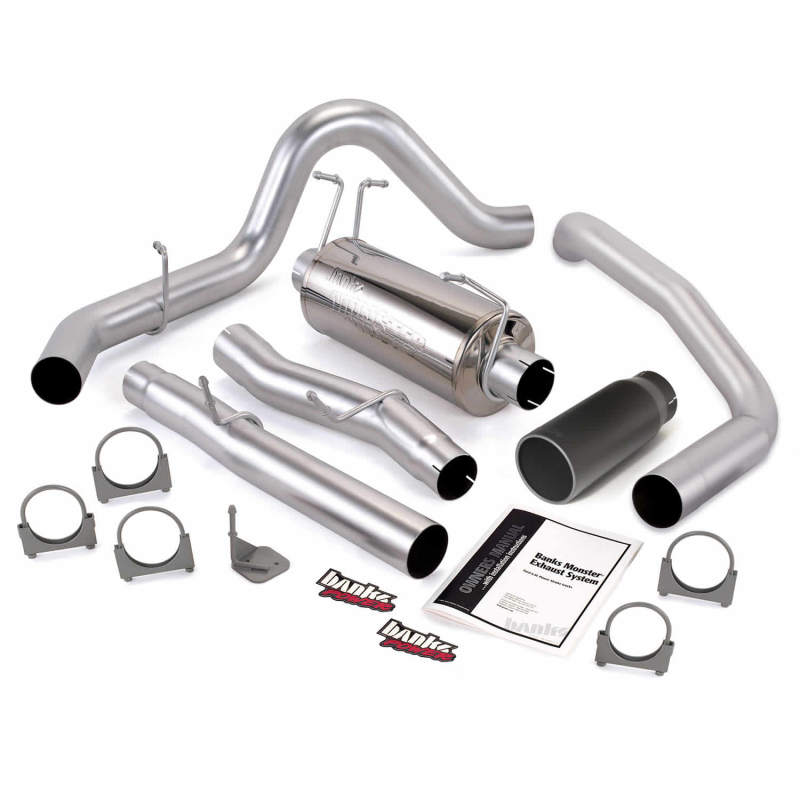 Banks Power 03-07 Ford 6.0L CCSB Monster Exhaust System - SS Single Exhaust w/ Black Tip - 48785-B