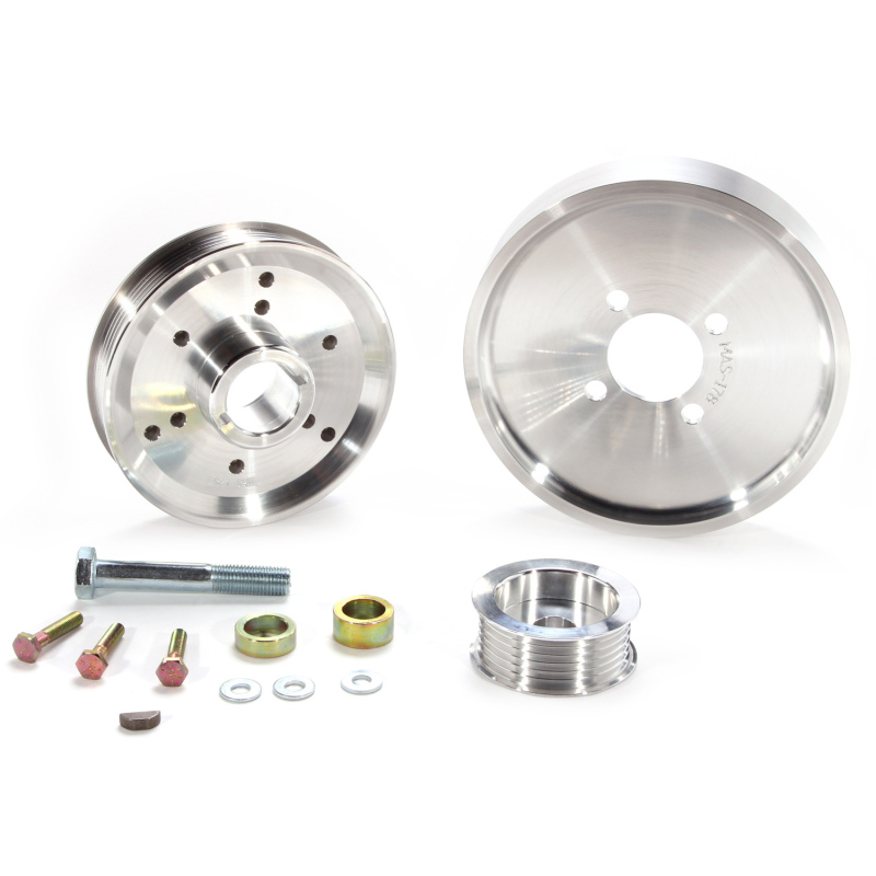 BBK 02-04 Mustang 4.6 GT Underdrive Pulley Kit - Lightweight CNC Billet Aluminum (3pc) - 1559