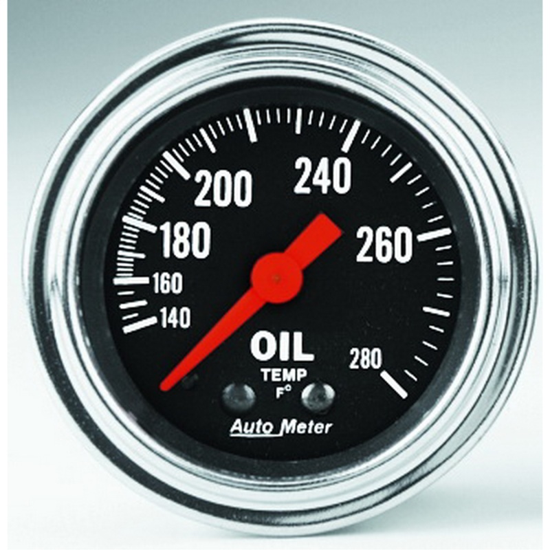 Autometer Traditional Chrome 2-1/16in 140-280 Deg F Mechanical Oil Temp Gauge - 2441