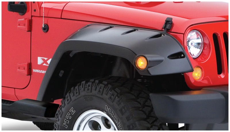 Bushwacker 07-18 Jeep Wrangler Max Pocket Style Flares 2pc Extended Coverage - Black - 10045-02