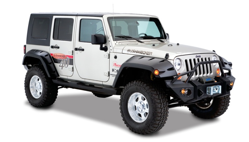 Bushwacker 07-18 Jeep Wrangler Unlimited Max Pocket Style Flares 2pc Extended Coverage - Black - 10044-02