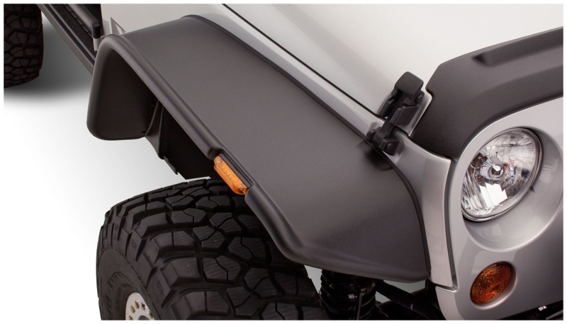 Bushwacker 07-18 Jeep Wrangler Flat Style Flares 2pc - Black - 10053-07