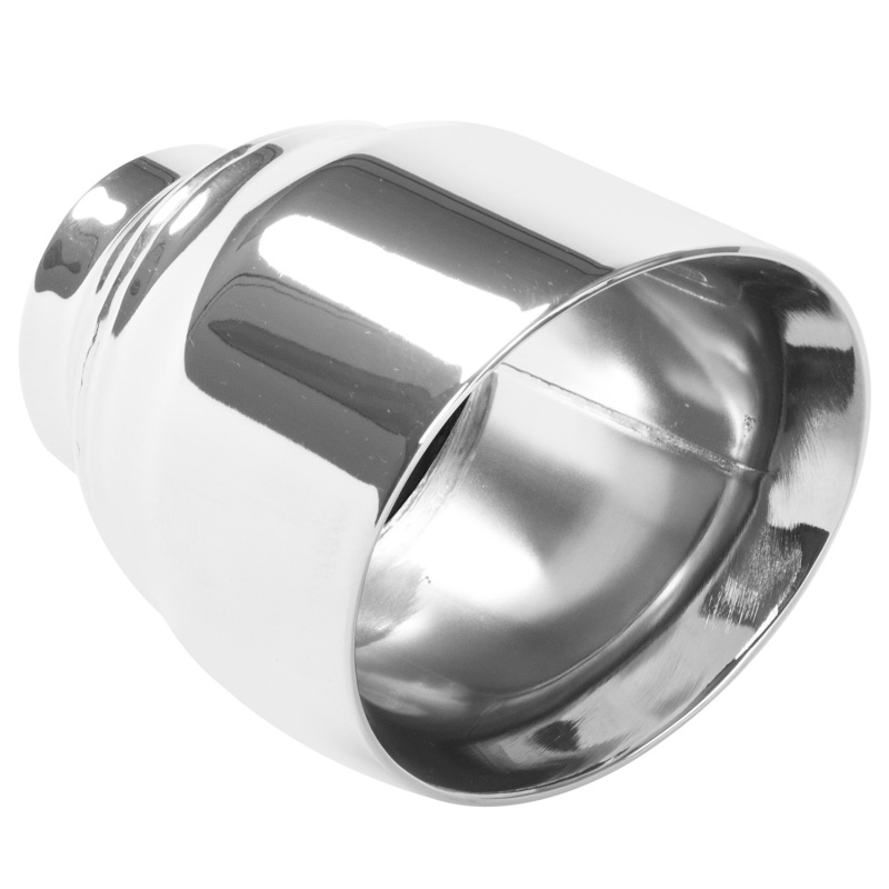 MagnaFlow Tip Stainless Double Wall Round Single Outlet Polished 4.5in DIA 2.5in Inlet 5.75in Length - 35224