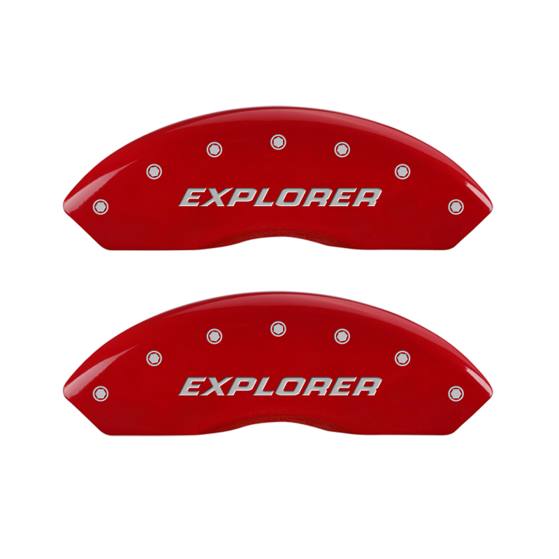 MGP 4 Caliper Covers Engraved Front & Rear Explorer/2011 Red Finish Silver Char 2009 Ford Explorer - 10041SEXPRD