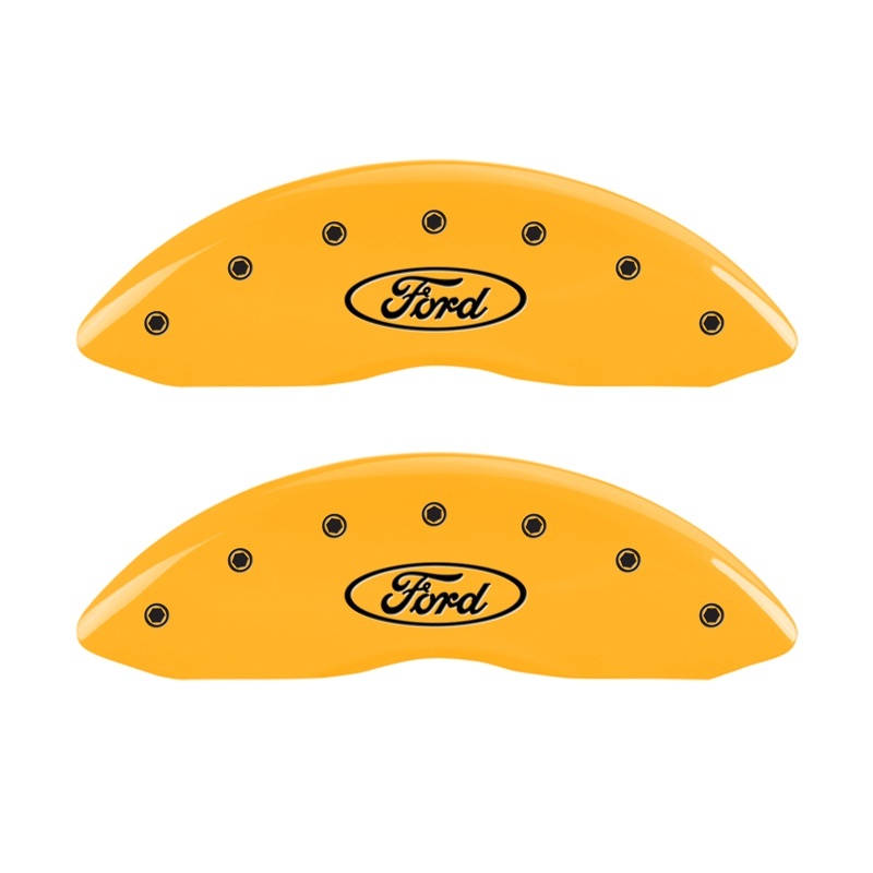 MGP 2 Caliper Covers Engraved Front Oval Logo/Ford Yellow Finish Blk Char 1998 Ford E-150 - 10234FFRDYL