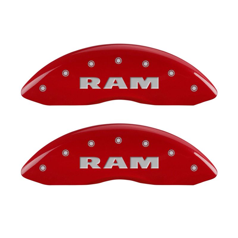 MGP 4 Caliper Covers Engraved Front & Rear RAM Red finish silver ch - 12043SRAMRD