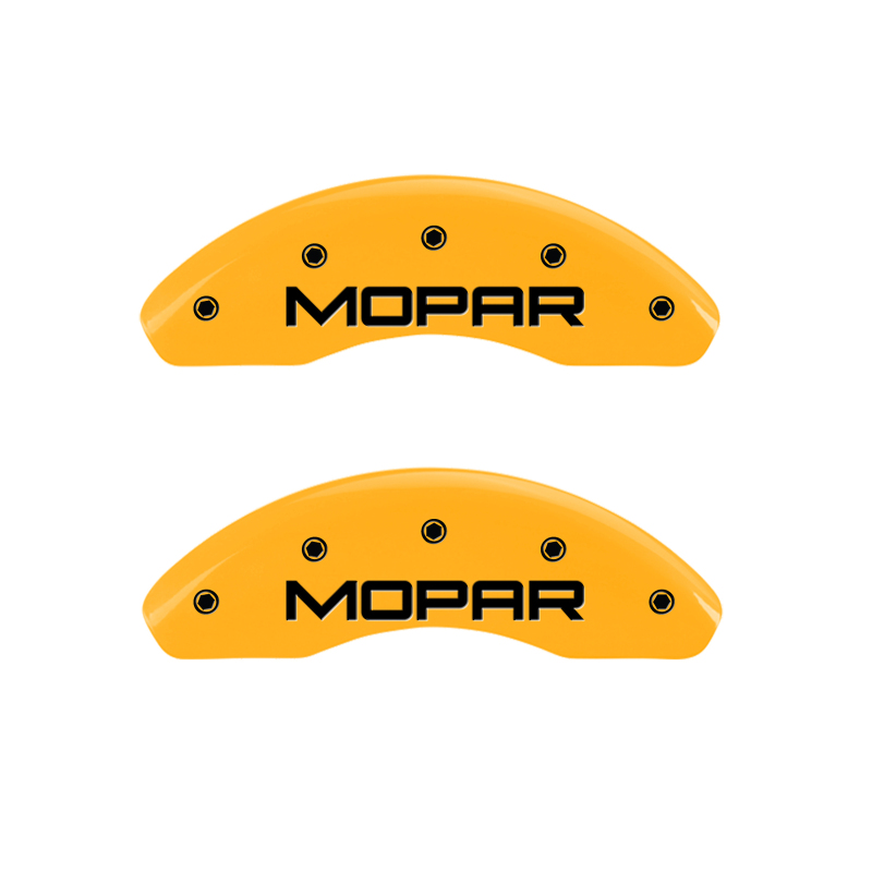 MGP 4 Caliper Covers Engraved Front & Rear MOPAR Yellow finish black ch - 12199SMOPYL