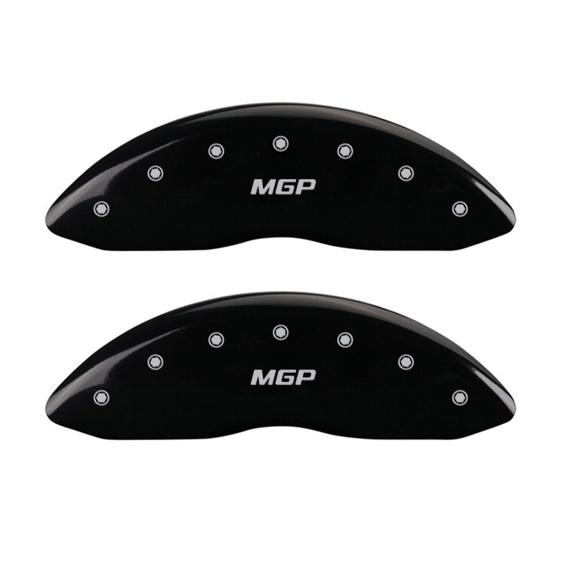 MGP 4 Caliper Covers Engraved Front & Rear MGP Black Finish Silver Char 2014 Chevrolet Express 2500 - 14243SMGPBK