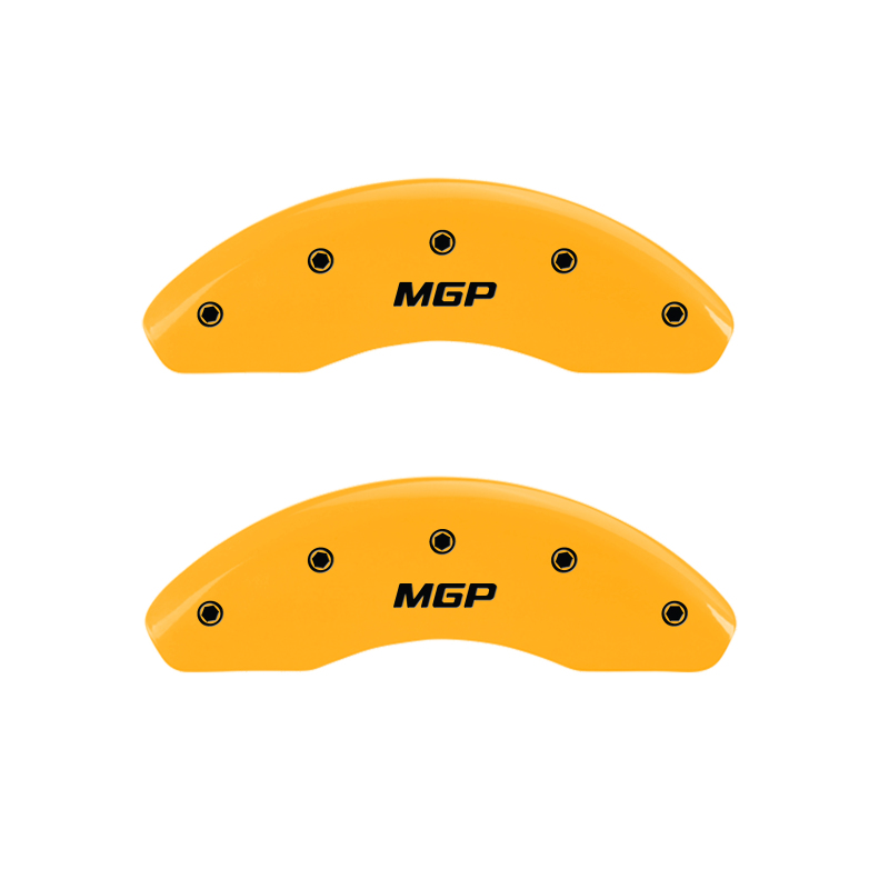 MGP Front Set 2 Caliper Covers Engraved 05-11 Toyota Tacoma X-Runner MGP Yellow Finish Blk Character - 16208FMGPYL