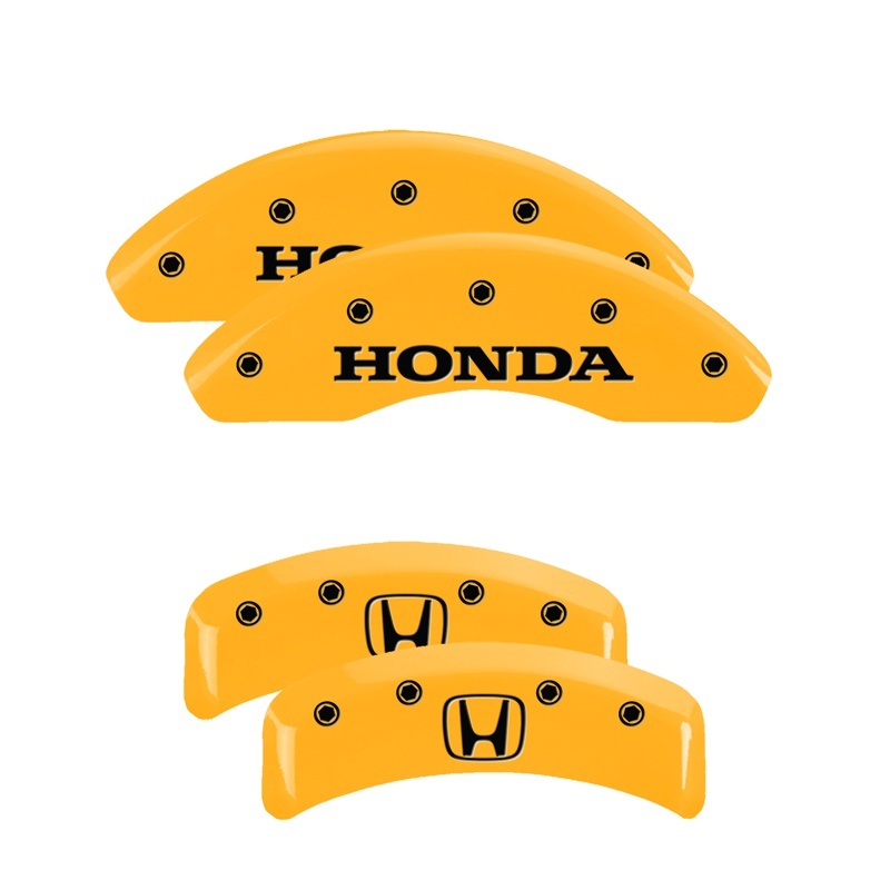 MGP 4 Caliper Covers Engraved Front Honda Rear H Logo Yellow Finish Black Char 2003 Honda Element - 20076SHOHYL