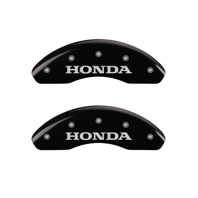 MGP Front set 2 Caliper Covers Engraved Front Honda Black finish silver ch - 20209FHONBK