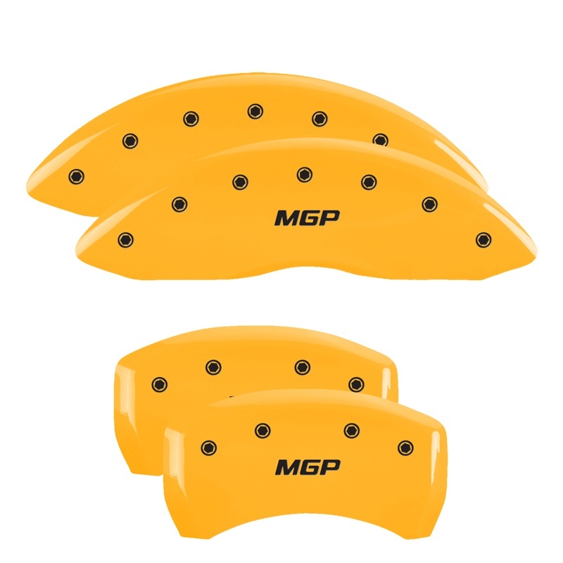 MGP 4 Caliper Covers Engraved Front & Rear MGP Yellow Finish Black Char 2018 Kia Stinger - 21191SMGPYL