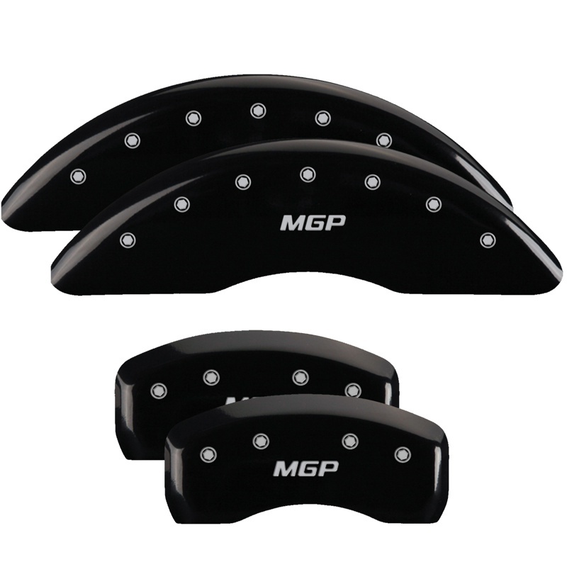 MGP 4 Caliper Covers Engraved Front & Rear MGP Black Finish Silver Char 2018 Kia Sportage - 21194SMGPBK
