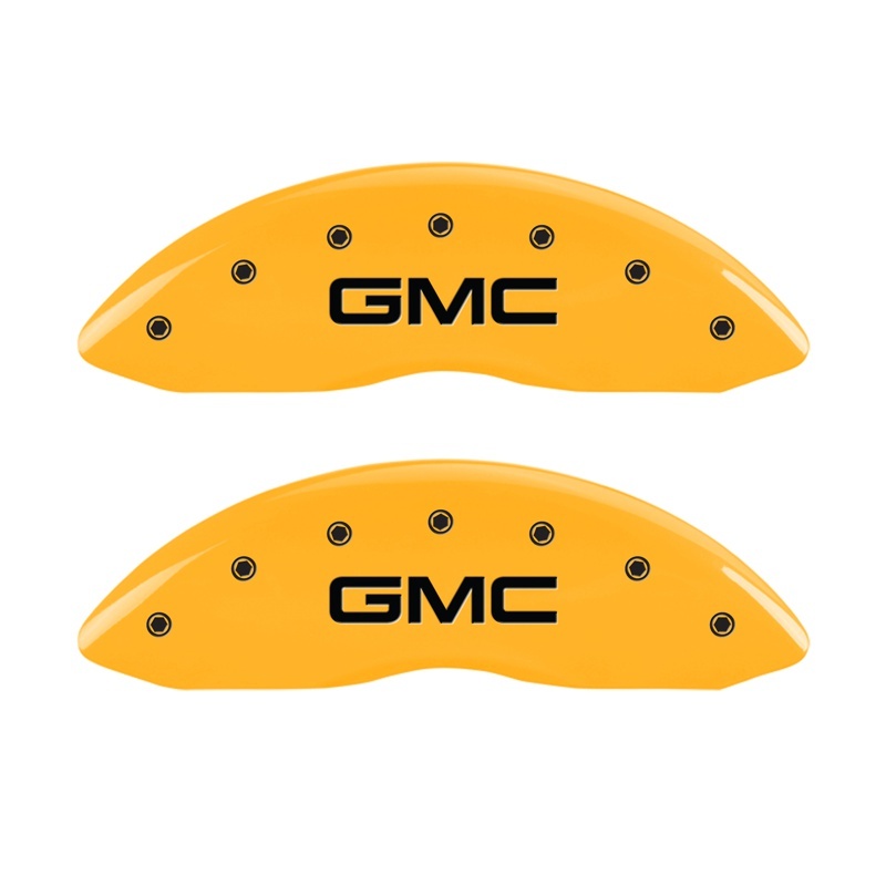 MGP Front set 2 Caliper Covers Engraved Front GMC Yellow finish black ch - 34207FGMCYL
