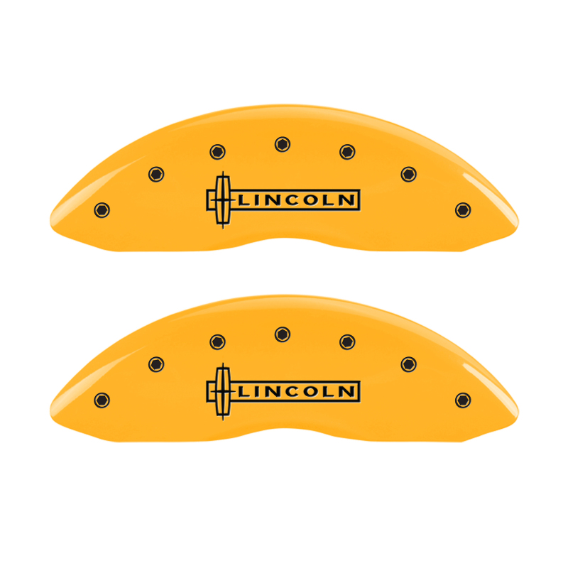 MGP 4 Caliper Covers Engraved Front & Rear Lincoln Yellow Finish Black Char 2019 Lincoln Continental - 36024SLCNYL