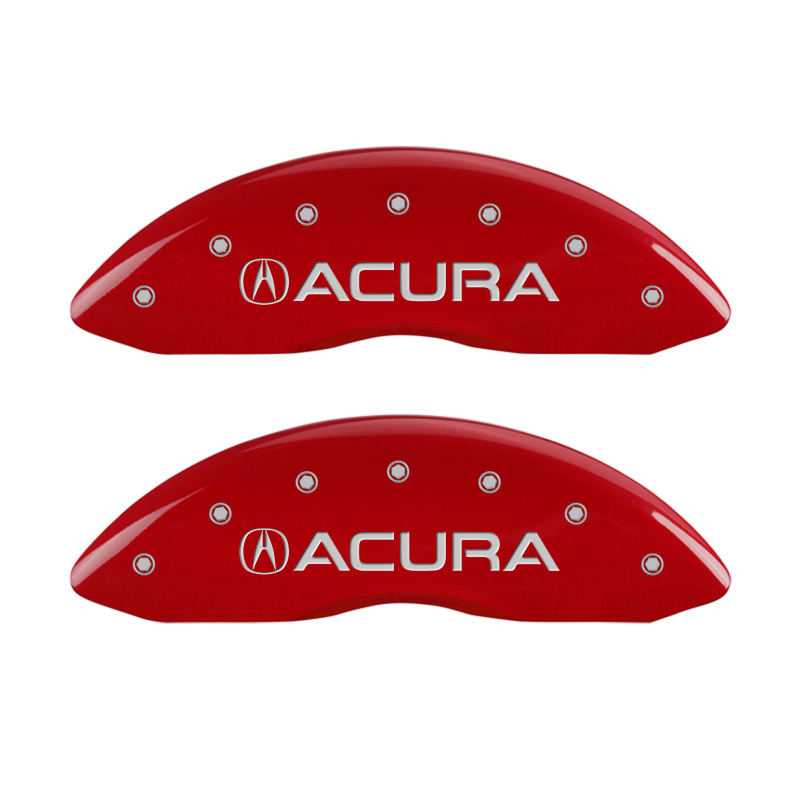 MGP 4 Caliper Covers Engraved Front Acura Engraved Rear MDX Red finish silver ch - 39011SMDXRD