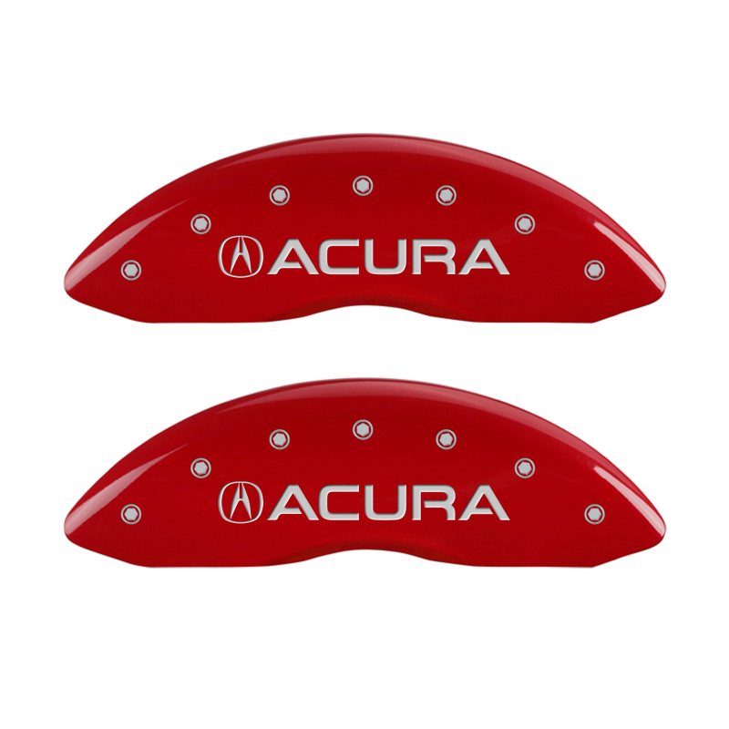 MGP 4 Caliper Covers Engraved Front Acura Engraved Rear MDX Red finish silver ch - 39013SMDXRD