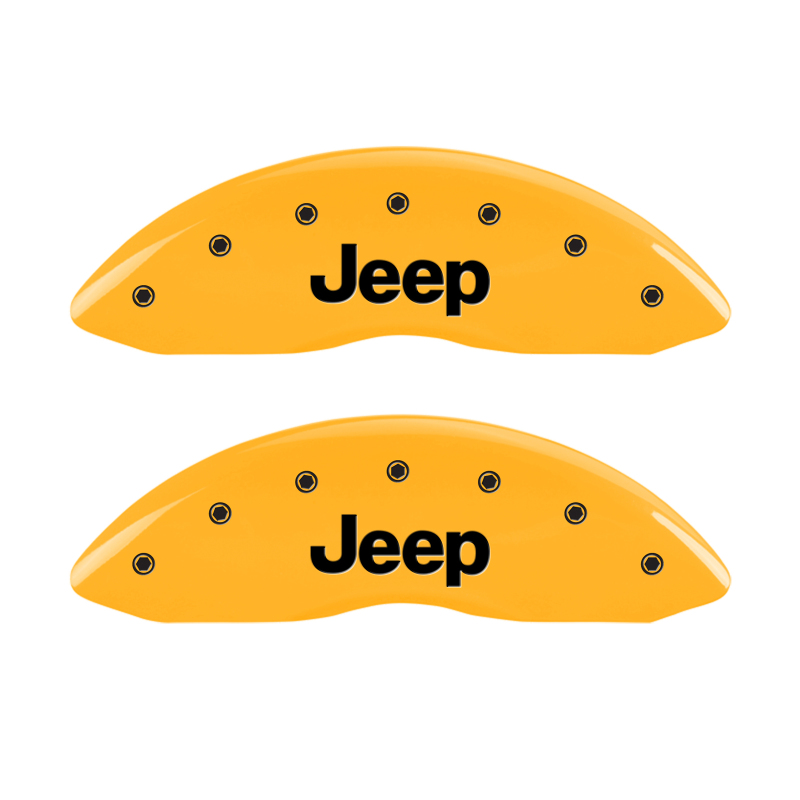 MGP 4 Caliper Covers Engraved Front & Rear Jeep Yellow Finish Black Char 2004 Jeep Grand Cherokee - 42005SJEPYL