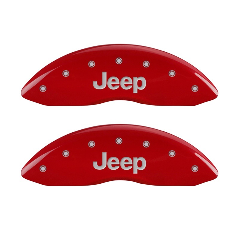MGP Front set 2 Caliper Covers Engraved Front JEEP Red finish silver ch - 42011FJEPRD
