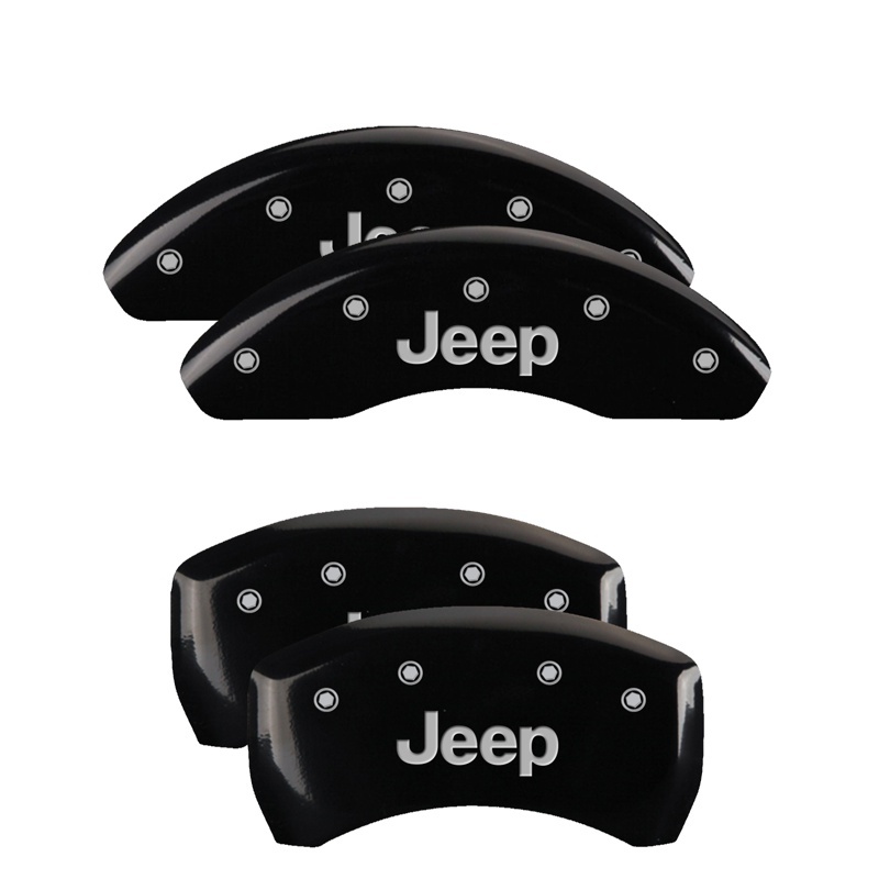 MGP 4 Caliper Covers Engraved Front & Rear JEEP Black finish silver ch - 42005SJEPBK