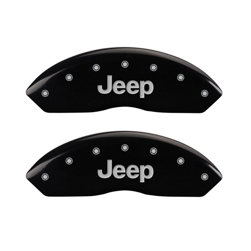 MGP Front set 2 Caliper Covers Engraved Front JEEP Black finish silver ch - 42009FJEPBK