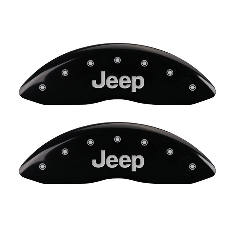 MGP Front set 2 Caliper Covers Engraved Front JEEP Black finish silver ch - 42011FJEPBK