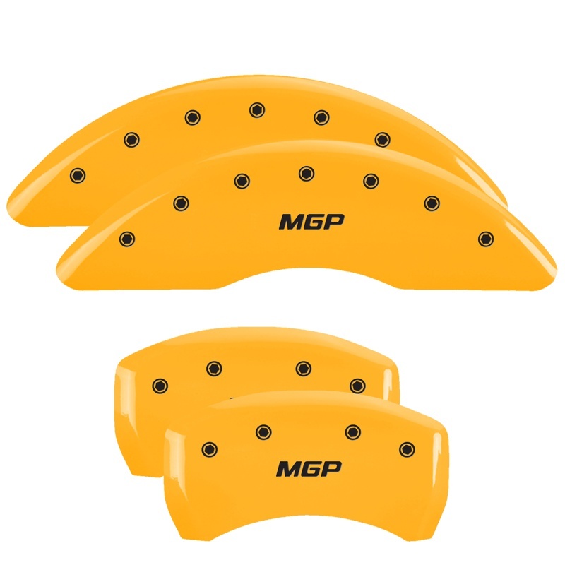 MGP 4 Caliper Covers Engraved Front & Rear MGP Yellow Finish Black Char 2019 Buick Enclave - 49013SMGPYL