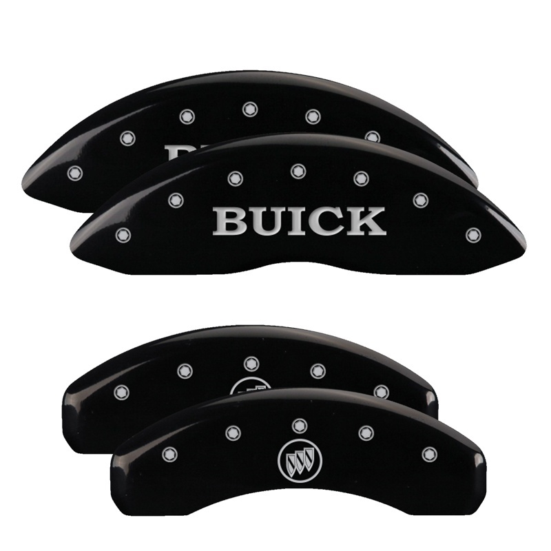 MGP 4 Caliper Covers Engraved Front Buick Engraved Rear Buick Shield Black finish silver ch - 49002SBSHBK